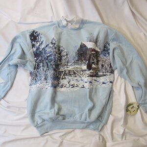 Art Unlimited light blue winter sweatshirt with mock turtleneck - L